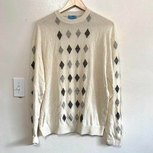 ALLORA Silk Blend Cream Longsleeves Crew Neck Pullover Sweater Sz L